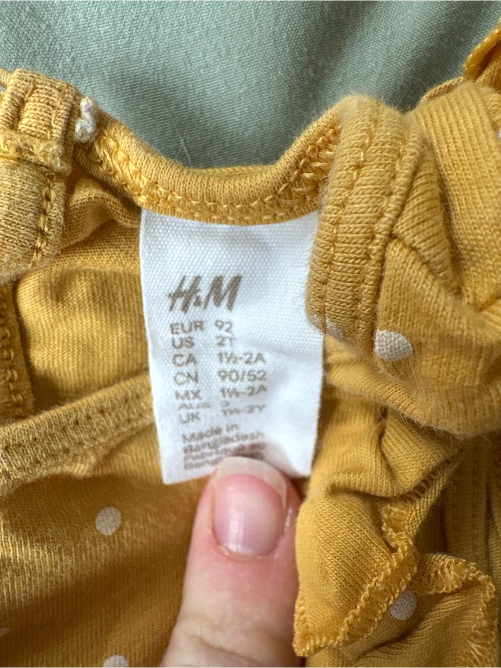 Mustard yellow polka dot cotton dress - Picture 3 of 3